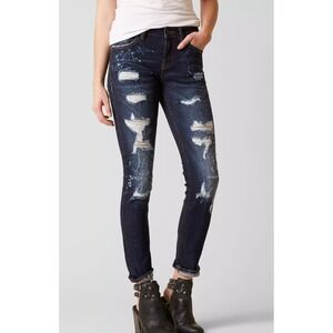 ✨Remix By Rock Revival Women Skinny Y2K Distress Paint Splatter Denim Jeans 26"
